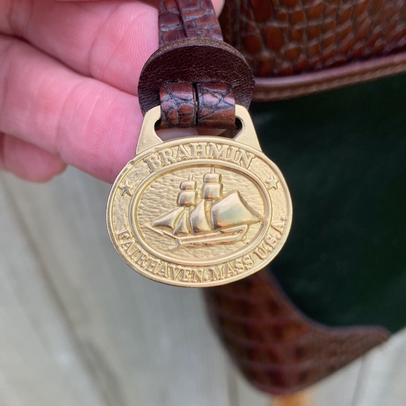 Brahmin Tuscan Brown Croc Embossed crossbody handbag - Picture 12 of 16